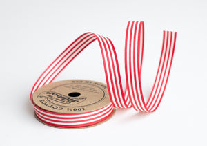 Red & White Stripe - Cotton Curling Ribbon