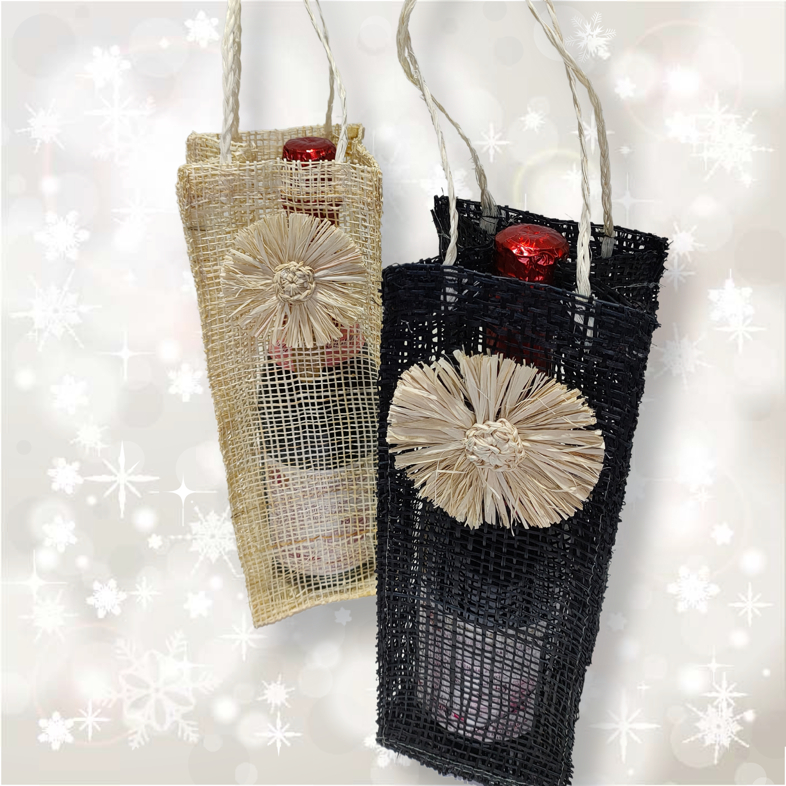 Raffia Flower Gift Topper, set of 3 - Wrappily