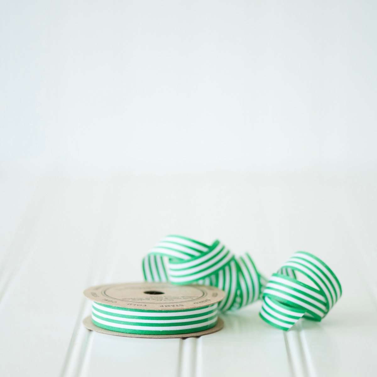 Green & White Stripe - Cotton Curling Ribbon