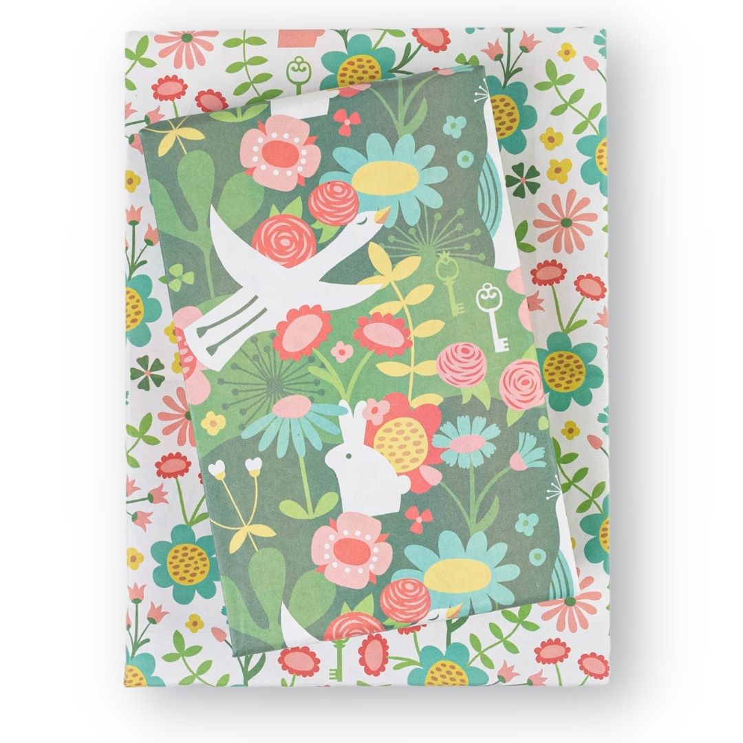 Navy Floral Garden Spring Wrapping Paper