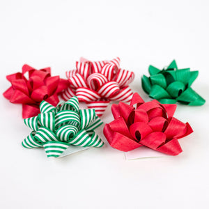 Christmas Mix - Natural Cotton Ribbon Bows, Pack of 5