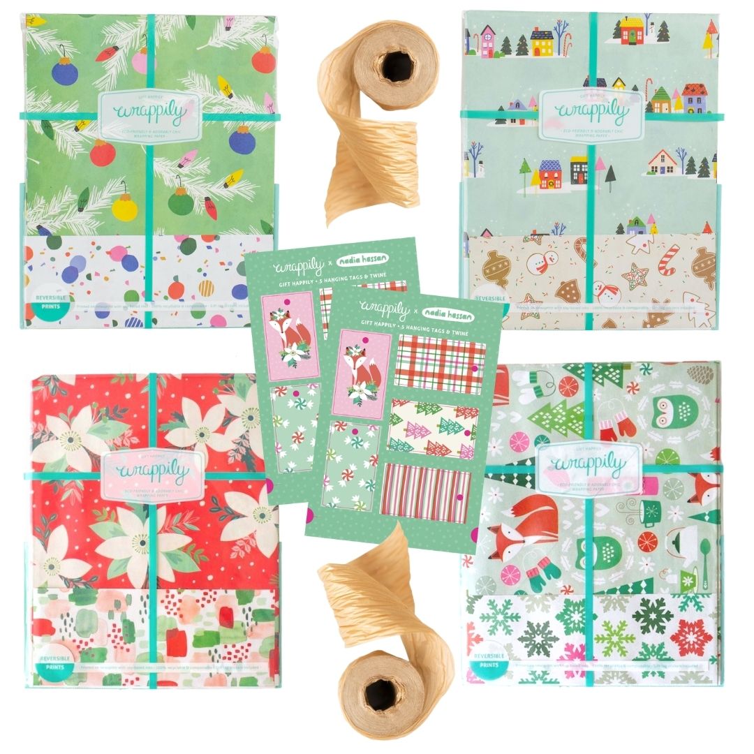 Wrappily Eco-Friendly Wrapping Paper — Holiday Squirrel & Mushrooms -  What's Good