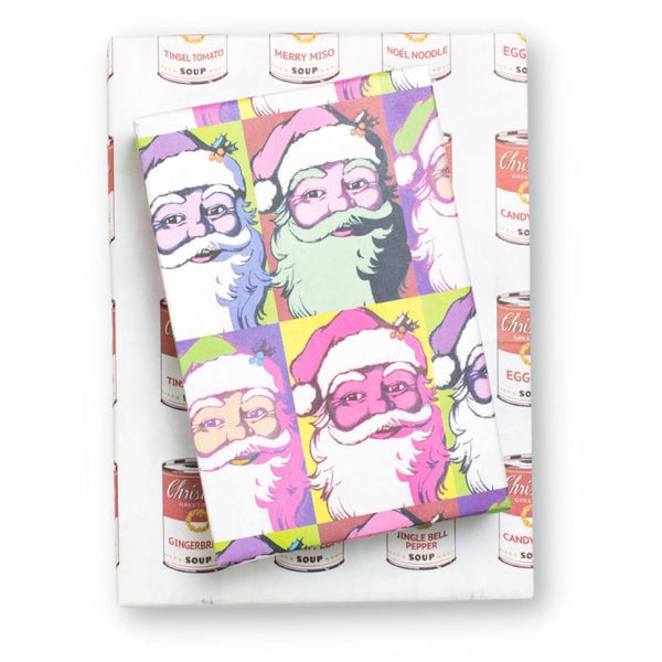 Warhol Santa - Reversible Eco Wrapping Paper by Wrappily