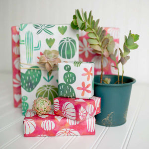 Cactus Watercolor Double-sided Eco Wrapping Paper for Everyday Gifting
