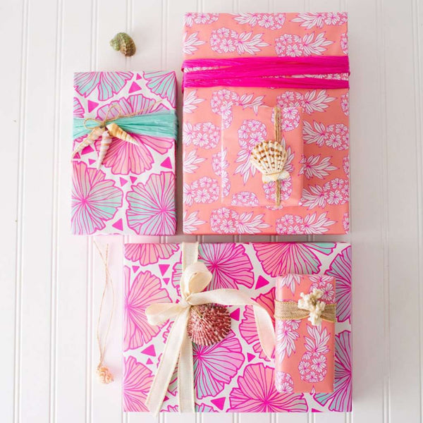 Sylvia Red Pink Peony Floral Wrapping Paper · Creative Fabrica