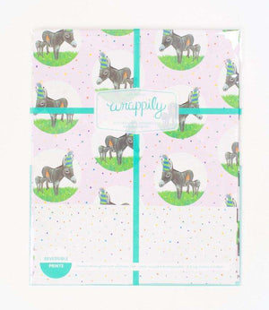 Donkey Confetti Reversible Birthday Wrapping Paper, 3 sheets