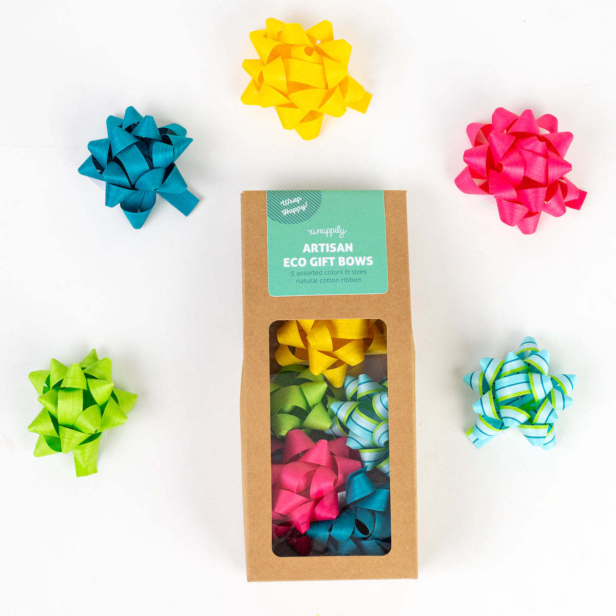 Brights Mix - Natural Cotton Bows, Pack of 5