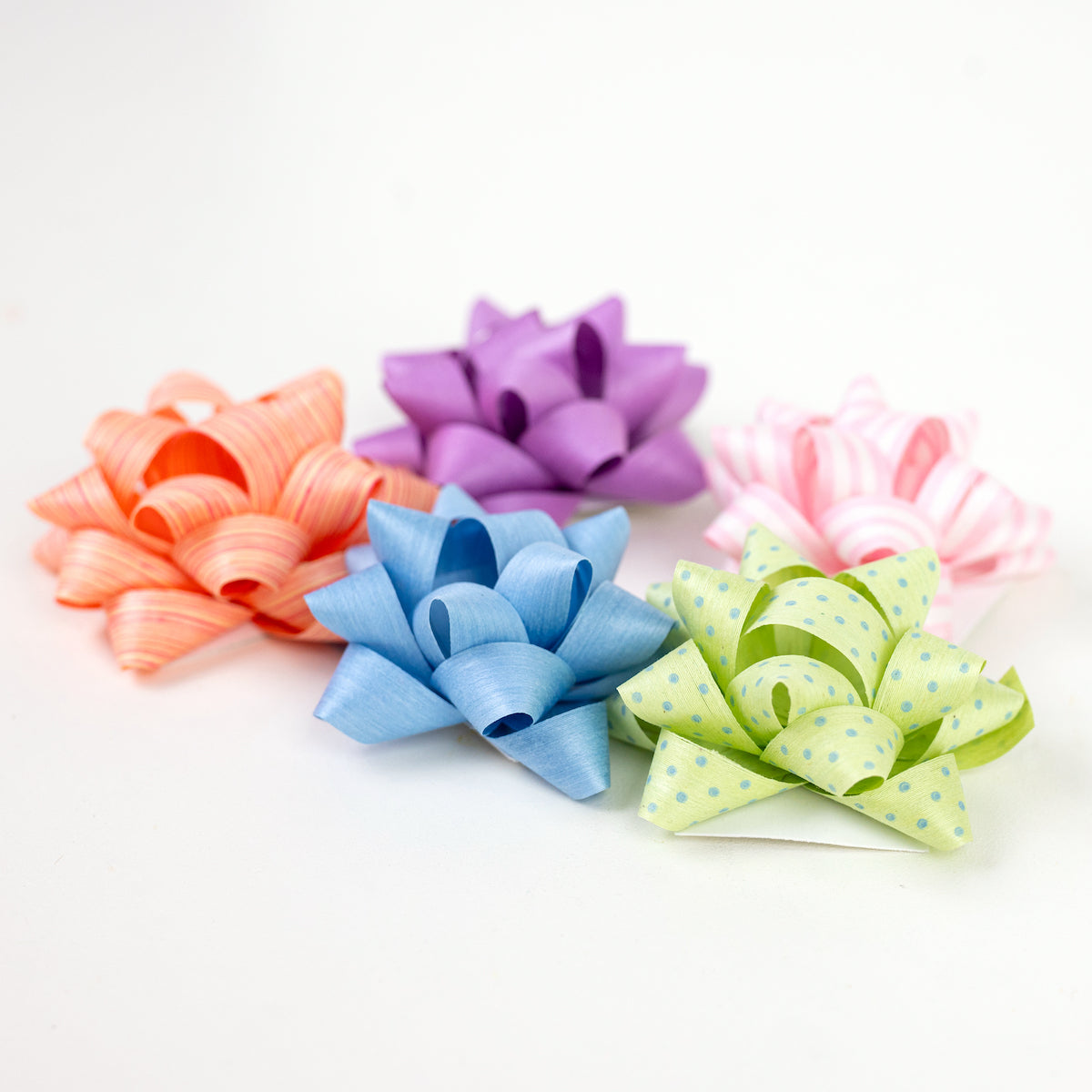 Soft Colors Mix - Natural Cotton Ribbon Bows, Pack of 5